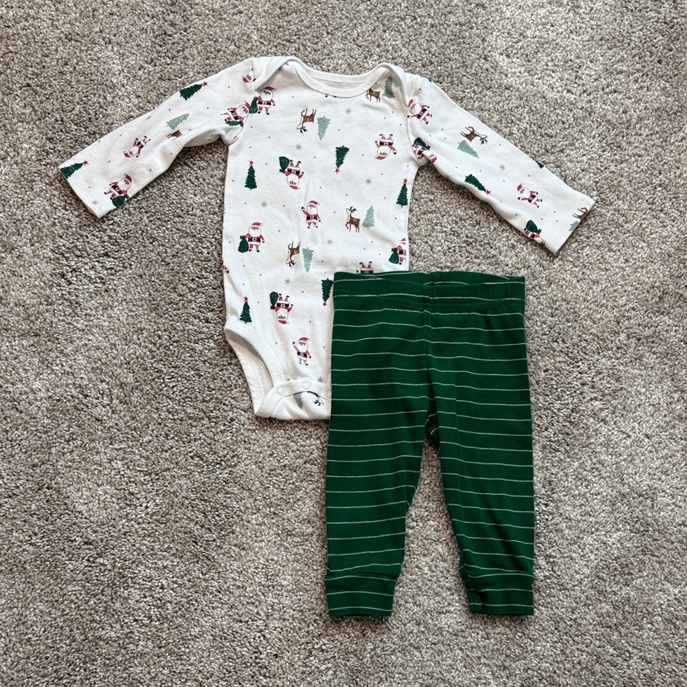 Carter's Holiday Print Baby Onesie and Santa Pant Set